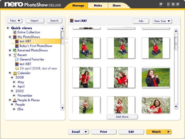 Главное окно Nero PhotoShow Deluxe