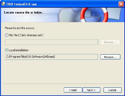Окно O&O InstantUnErase