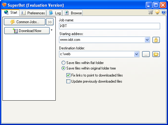Главное окно SuperBot