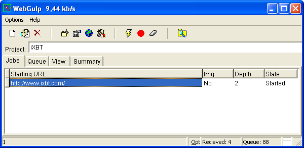Главное окно WebGulp