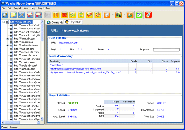 Загрузка сайта в Website Ripper Copier