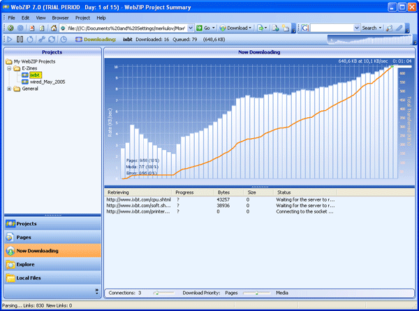 Загрузка сайта в WebZip