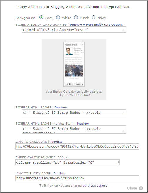 Публикация календаря 30 boxes