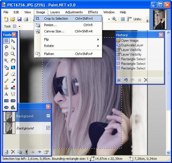 Кадрирование в Paint.NET