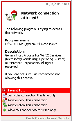 Обнаружена попытка приложения выйти в сеть