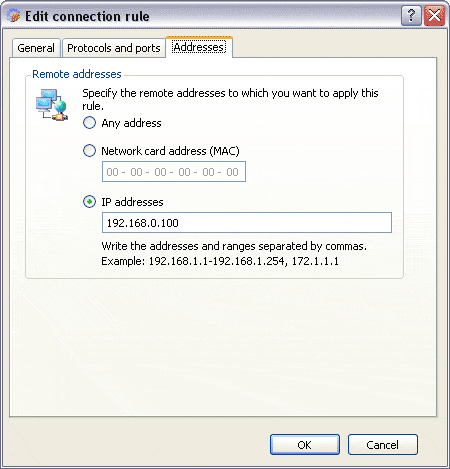 Настройка правила фильтрации