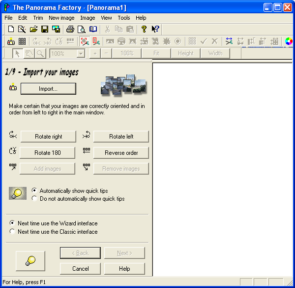 Рабочее окно The Panorama Factory