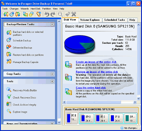 Современный и красивый интерфейс Paragon Drive Backup