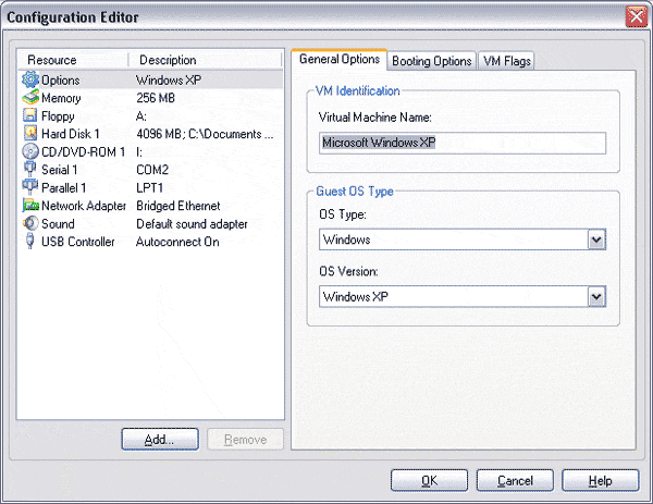Редактирование настроек виртуальной машины