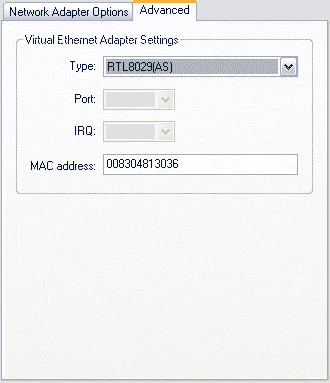 Настройки виртуальной сетевой карты