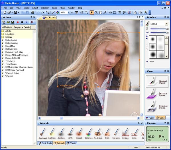 Работа с групповыми операциями в Photobrush