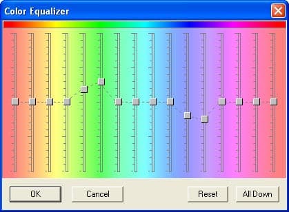 Управление цветом с помощью эквалайзера в Photobrush