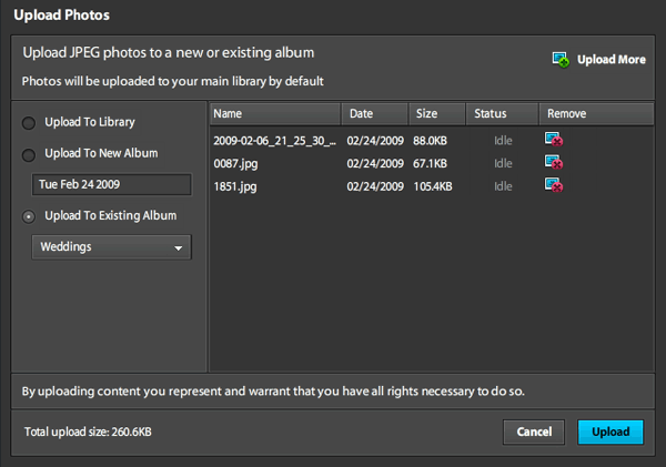Загрузка изображений на сервис Photoshop.com