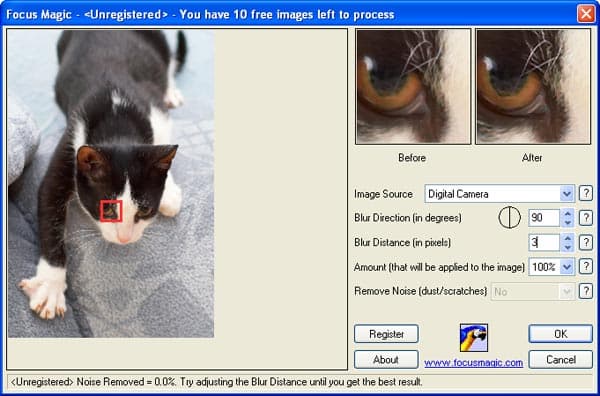 Исправление размытия в движении с помощью Focus Magic