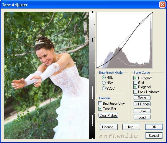 Управление яркостью и контрастом с помощью Tone Adjuster