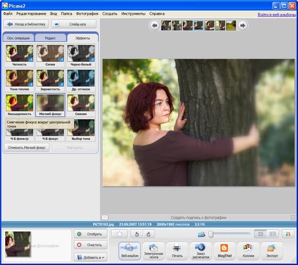 Художественные эффекты Picasa