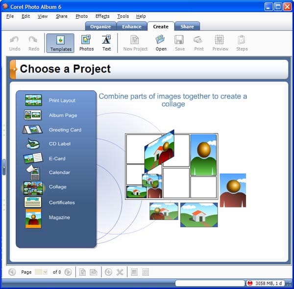 Создание различных проектов в Corel Photo Album