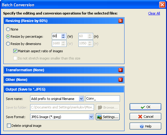Пакетная обработка изображений в Smart Pix Manager