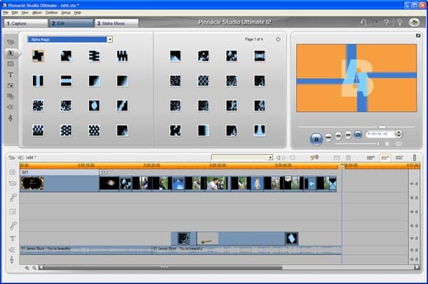 Выбор эффектов перехода между слайдами в Pinnacle Studio 12