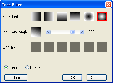 Выбор градиента Tone Filter в Pixia