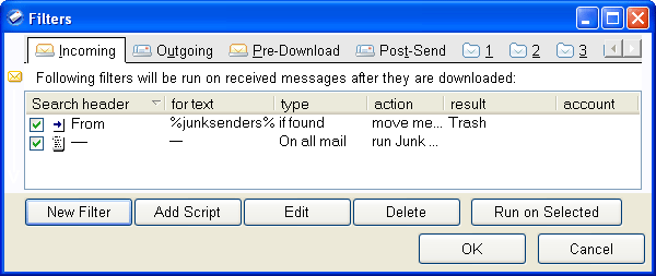 Настройка фильтров в PocoMail