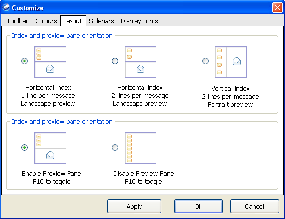 Изменение раскладки окон в PocoMail