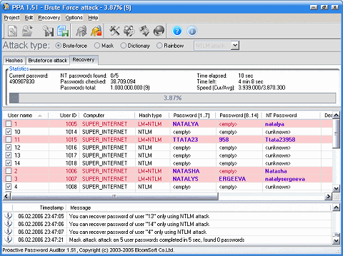 Интерфейс программы Proactive Password Auditor