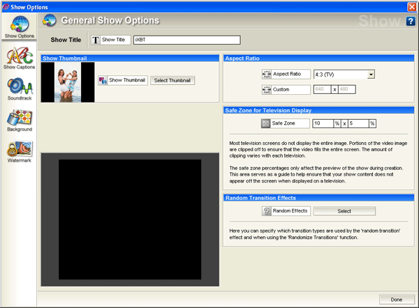 Свойства слайд-шоу в ProShow Producer