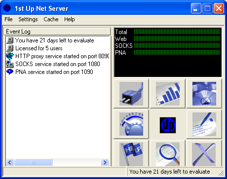 Рабочее окно 1st Up Net Proxy Server