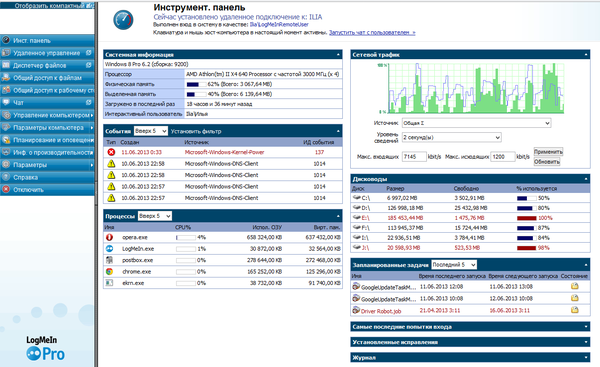 Сводная информация об удаленном устройстве