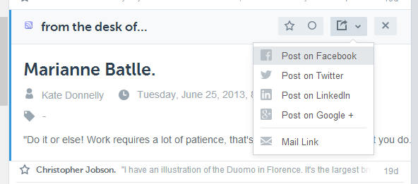 Публикация ссылки на материал