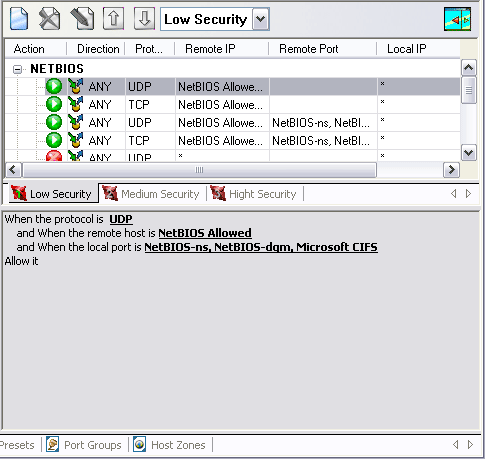 Группа правил NETBIOS