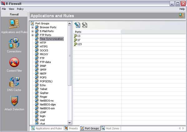 Вкладка Port Groups