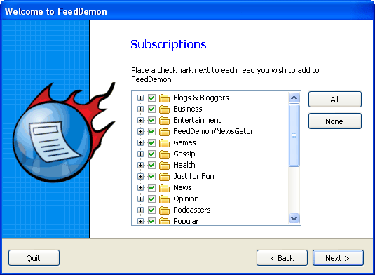 Подписка на новости с помощью Мастера FeedDemon