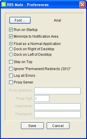 Настройки RSSMate