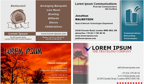 Несколько образцов визиток