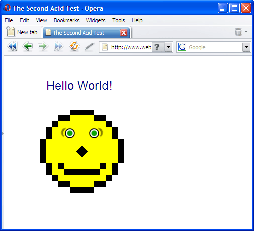 Тест Acid2 в Opera 9.26