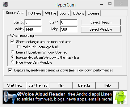 Интерфейс HyperCam