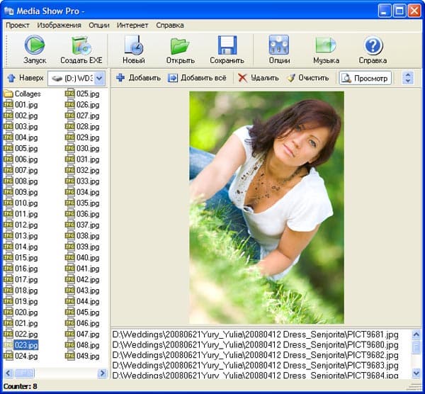 Рабочее окно Media Show Pro
