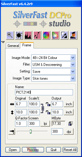 Рабочее окно главной панели инструментов SilverFast DCPro