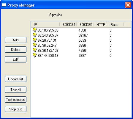 Окно Proxy Manager