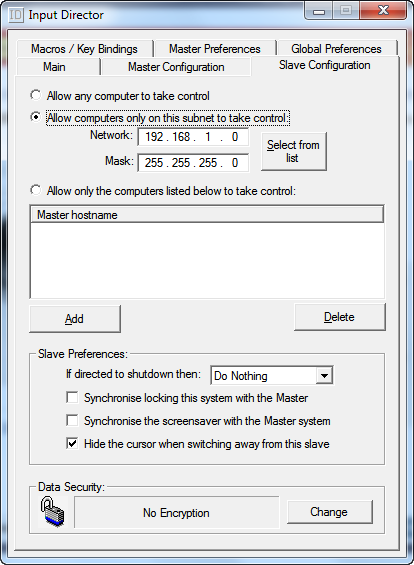 Настройка подчиненного режима