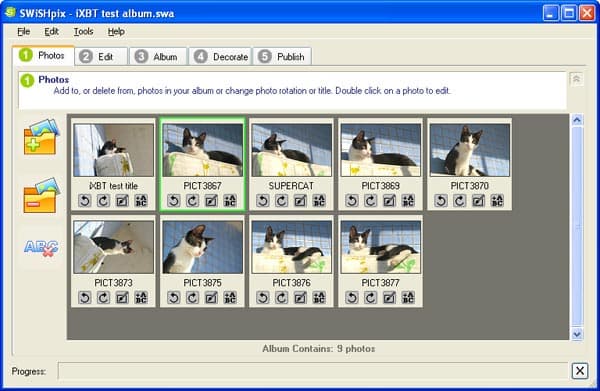 Управление фотографиями в проекте SWiSH Pix