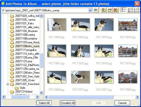 Открытие фотографий для проекта SWiSH Pix