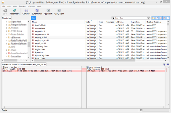 Сравнение директорий с предосмотром