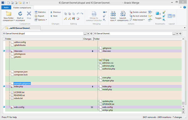 Сравнение каталогов в Araxis Merge
