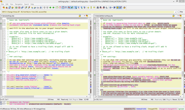 Интерфейс ExamDiff Pro