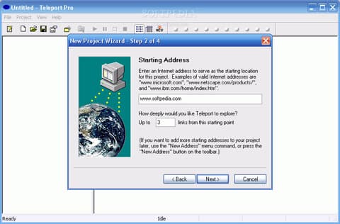 Вводим адрес сайта, зеркало которого необходимо, и глубину переходов