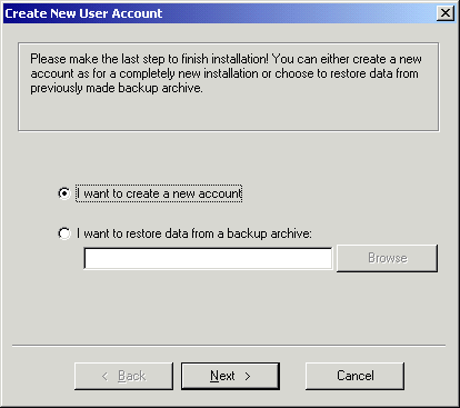 Выбор метода создания аккаунта