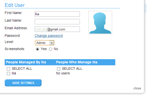 Редактирование профиля пользователя